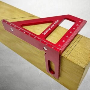 Precision Edge Red Aluminum Alloy Triangle Protractor 45°/90° Woodworking Marvel
