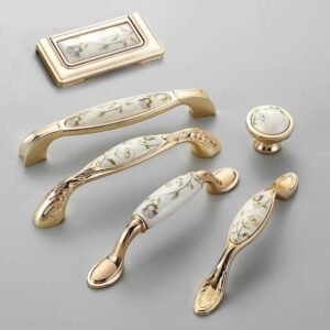 NAIERDI Vintage Chinese Ceramic Cabinet Handles Antique Wardrobe and Drawer Knobs