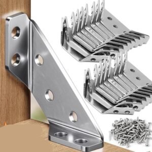 Stainless Steel Angle Brackets 10-Piece Corner Brace Set for Cabinets and Shelves