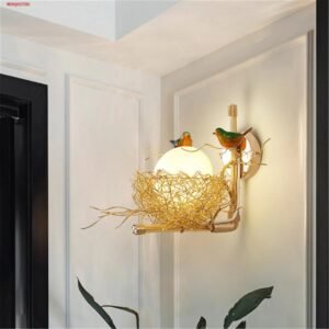 Nature-Inspired Bird’s Nest Wall Sconce LED Light for Bedrooms and Hallways