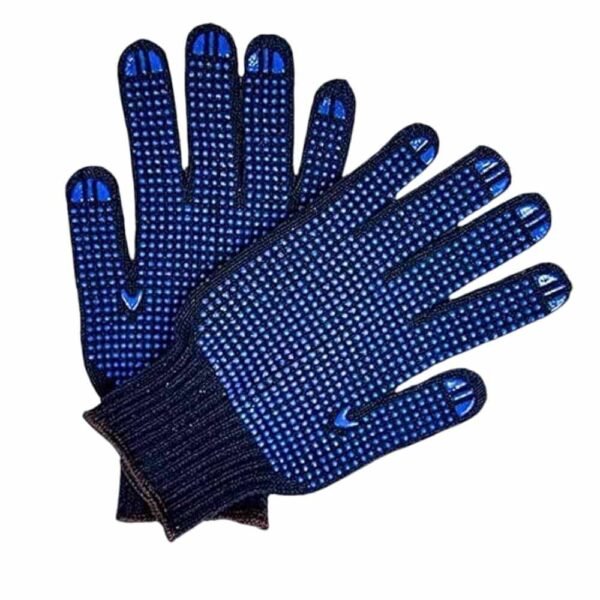 Anti-Slip Cotton Gloves 12pcs with Blue PVC Dots Double Sided, Knitted, and Flexible for Industrial Use